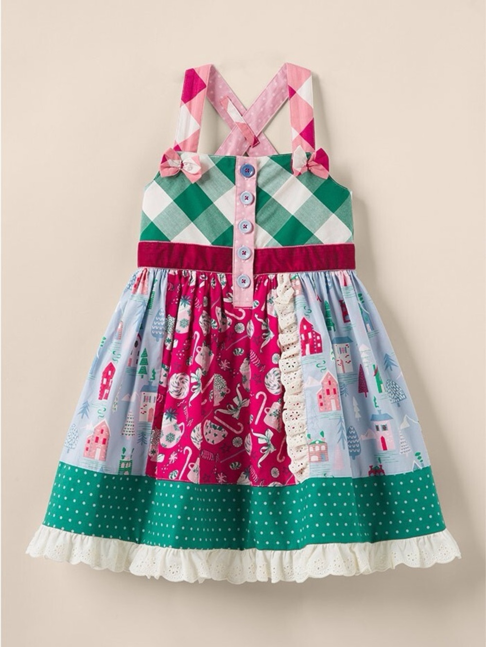 Matilda Jane Pink, Green & Light Blue Patchwork Sundress